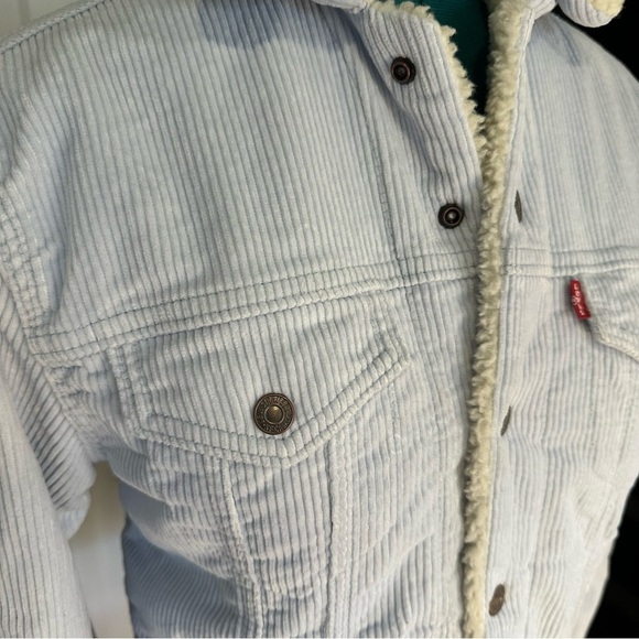 Levi’s Light Blue Sherpa-Lined Button Down Corduroy Jacket XS - Picture 4 of 15